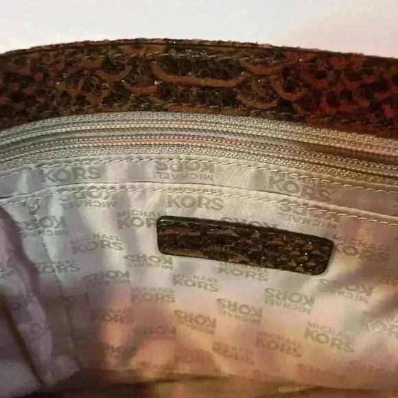 NWOT Michael Kors Snakeskin Python Suede 2Way Brown Tote Bag Satchel Purse Large - Picture 15 of 15
